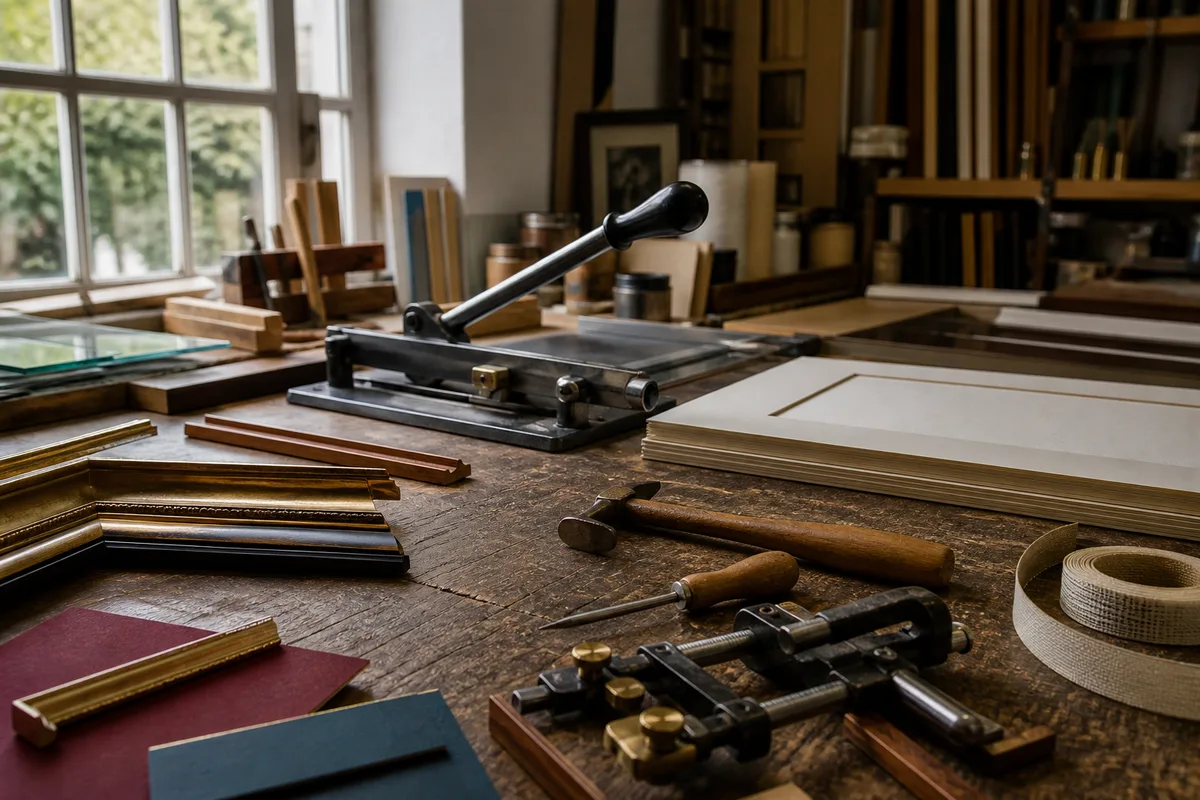 Dans un atelier d'encadrement : les outils qui font le travail